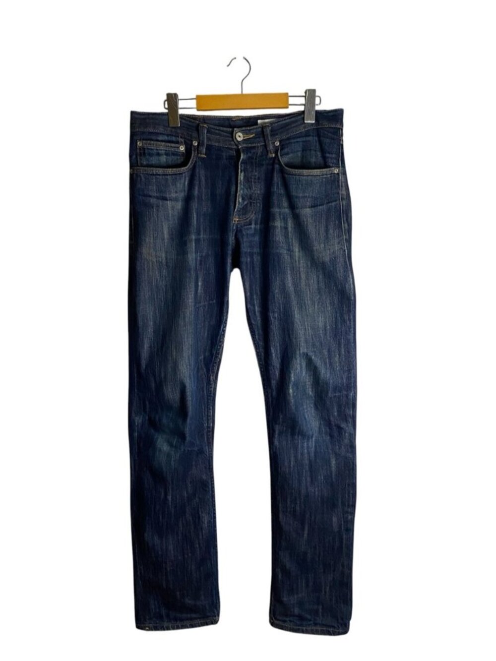 Gustin Men's Indigo Straight Leg Raw Selvedge Button-Fly Denim Jeans